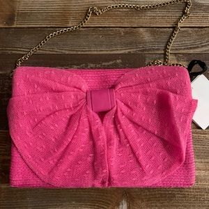RED VALENTINO  Straw Point Desprit Bow Shoulder Bag
